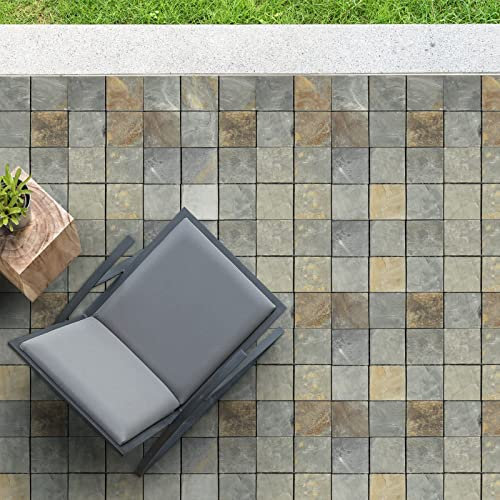 KARAT Lastra in WPC, 30 x 30 cm, in WPC, con funzione di drenaggio, per giardino, terrazza, balcone (pietra naturale)