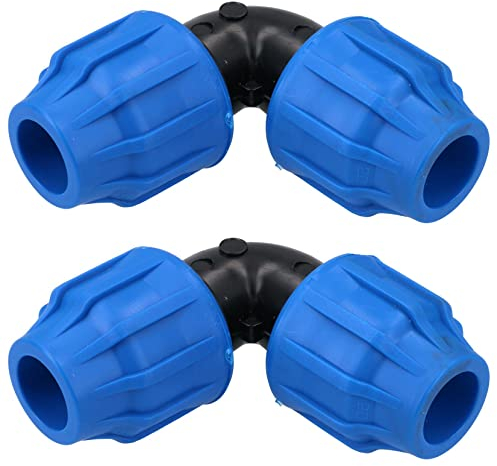 20 x 20mm MDPE Elbow 90 Degree Compression Coupling Fitting Connector 2PK