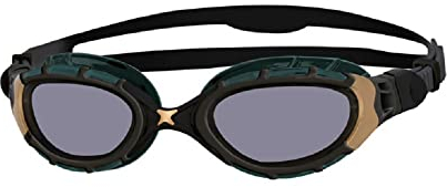 Zoggs Predator Flex Titanium Reactor Schwimmbrille, Schwarz/Gold/Titan, reguläre Passform, Einheitsgröße