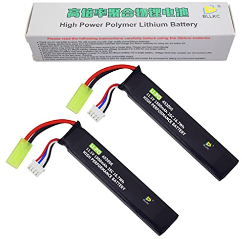 2PCS 3S 11.1V 1500mAh 25C Batería de Litio con Conector Mini Odamiya para Airsoft G36C M4A1-RIS M4A1 CAR15 MP5A5 M249 MP5K MC51 FNP90 AK47 G3A4 G36 Toy AEG Airsoft Rifle Batería