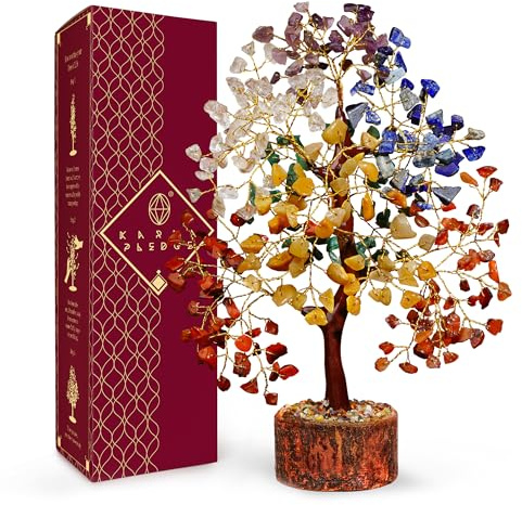 Chakra Tree of Life Birthday Gifts for Women, Mom, Sister, Friends, Handmade Healing Crystal Tree Bring Money, Positivity & Good Luck, Boho Home, Room and Office Desk Decor, Unique Gifts for Mother