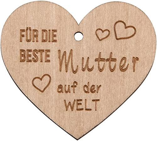 Spruchreif · Kleines Naturherz mit Gravur · Hängeornament · Dekohänger · Geschenkanhänger · Holzherz · Geschenk Mama · Muttertag FÜR DIE Beste Mutter AUF DER Welt