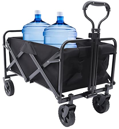 Faltbarer Bollerwagen Handwagen mit 360°Räder Strandwagen Klappbar Gartenwagen Transportwagen für Alle Gelände bis 80KG Tragkraft