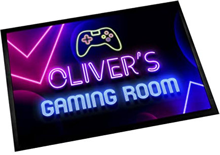 Artylicious Personalised Gaming room mat, games room, Gamer teens room non slip Door Mat rug 60 x 40cm
