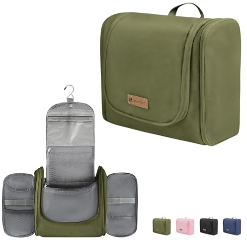 Kulturbeutel für Damen und Herren, Wasserabweisende Reise-Make-up-Tasche mit Haken zum Aufhängen, kompakte Reise-Kul.Grünturtasche, Make-up-Organizer-Tasche für Kosmetika