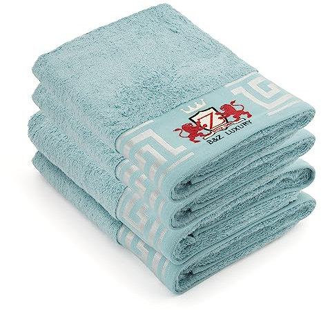 BZ Luxury Badetuch Set Türkis 4-teilig – 50x100 cm | Aus Bambus & Baumwolle – Weich, saugstark & langlebig – Handtücher für Bad, Gäste, Spa | Oeko-TEX Zertifiziert