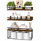 NiHome 3-Tier Floating Shelves with Wire Storage Basket, Rustic Wall Mounted Shelves for Bathroom, Bedroom, and Kitchen, Natural Pine Wood Shelves for Wall Decor and Home Organization
