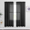 PONY DANCE Black Voile Curtains for Living Room - 60x72 Inches Net Curtains for Windows Privacy Screen Sheer Woven Voile Dual Slot Top, Semi Transparent Sheer Panels, Set of 2