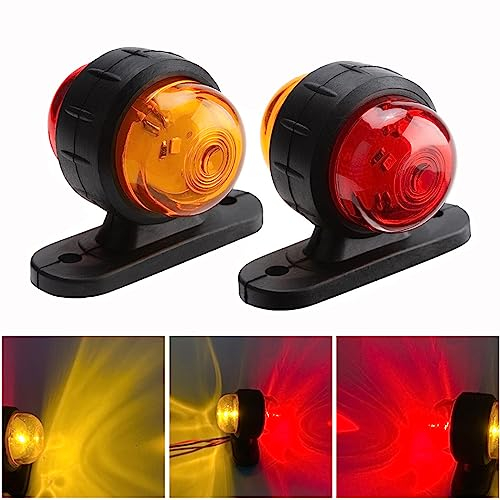 Krtopo 2X Seitenmarkierungsleuchten 12 / 24V Anhänger-Seitenleuchte Doppelseitiges Rot Gelbes Licht für LKW Wohnmobil Wohnwagen