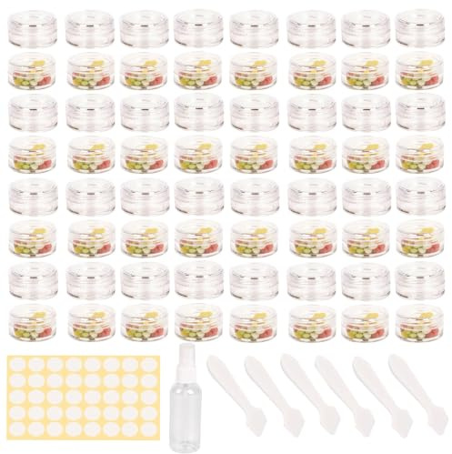70 Pièces Pot Vide Cosmétiques,Contenant Cosmetique Vide + 1 Vaporisateur 15 ML + 6 Grattoirs + 80 Autocollants