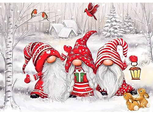 QENSPE 5D Diamond Painting Weihnachten Wichtel Diamant Painting Bilder Winter Zwerge Diamond Art Erwachsene Full DIY Diamant Kunst Malerei Stickerei Set Kreuzstich Bilder Home Wand Dekor 30x40cm