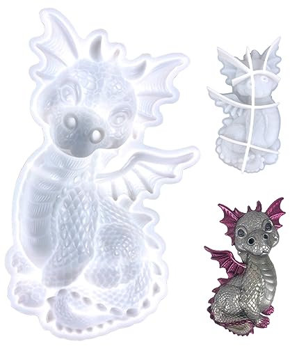 Moules de dragon, 20,7 cm / 8,1 pouces en silicone mignon moule de dragon, dinosaure époxy moule de coulée en résine, ornement de dragon bricolage