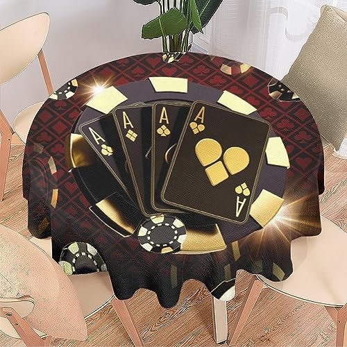 COALHO Poker Casino Thema Modern Schwarz Gold Poker Maschinenwaschbar Indoor Und Outdoor Tischdekoration Turnier Spielkarten Schützt Den Tisch Leicht Zu Reinigen - 153x153CM