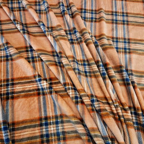 Stoff Meterware Wellness Fleece braun rehbraun Schottenkaro Karo kariert Tartan weicher Plüsch Softplüsch Bekleidung weich Meterpreis für Jacke Kissen Mantel Hundekorb Kuscheldecke