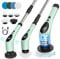 Nuovoware Elektrischer Spin Scrubber, Kabellose Elektrische Reinigungsbürste für Badezimmer mit 9 Bürstenköpfen, Dusch Power Scrubber Drehschrubber mit 3 Geschwindigkeiten & abnehmbarem langem Griff