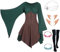 Mittelalter Renaissance Kostüme Kleid Damen Trompetenärmel Gothic Retro Kleidung Karneval Kostüm Piraten Elfen Cosplay Outfit mit Elfenohren Haarschmuck Overknee Socken für Fasching Halloween VL025XL