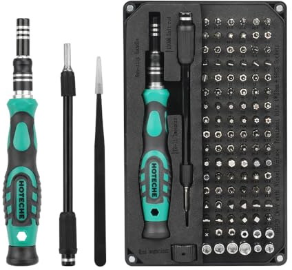 Hoteche 106pcs Feinmechaniker Werkzeug Set - Schraubendreher Bit Set mit CRV Material und magnetischem Verlängerungsstab, Zangen