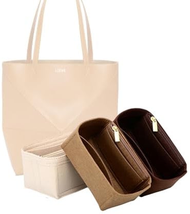 LinerLink Taschen-Organizer für Loewe mittelgroße Puzzle-Tasche (25,5 x 31,5 x 14,5 cm (L x H x T), handgefertigter Tascheneinsatz, 2 mm Filztascheneinsatz, Damen-Handtaschenformer (Braun, Stil C)