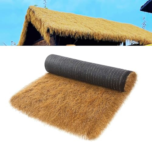 Techo De Paja Sintética, Cobertizo De Paja Resistente Al Fuego, Decoración De Techo De Paja, Rollo De Paja Mexicana Artificial Adecuado Para Tiki Bar, Cabaña, Terraza, Piscina,(Size:0.5*1m(1.6*3.2ft))