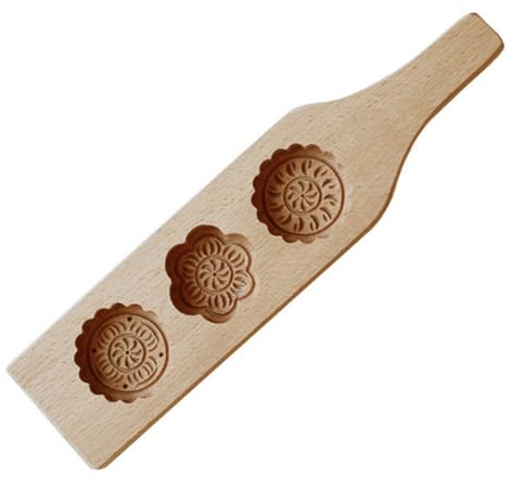 Mooncake Mold,Mooncake Mold Chinese Traditional Mid-Autumn Festival Moon Cake Mold 3 Flower Shape Wooden Handmade Baking Mold for Muffin Mooncake Cookie Biscuit Chocolate Pumpkin Pie