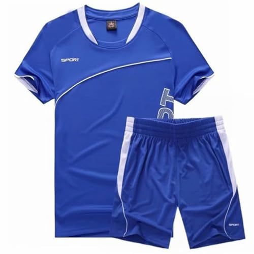 Cozozn Fußball Trikots Sport Set Shorts und T-Shirt-Set Jungen Fussball Trikot Trainingsanzug Kinder Fußballtrikots, 6-7 Jahre, Blau(Etikett: 22)