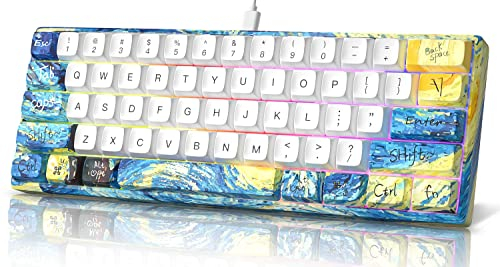 MIHIYIRY Gaming-Tastatur mit 62 mechanischen Tasten, Red-Switch, Anti-Ghosting, Type-C-Datenkabel - Mechanische mini-Tastatur für PC/Windows/PS5/PS4