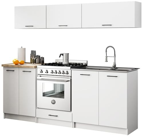 3E 3xE living.com Küchenset in Farbe: Weiß, A: B: 200 cm, H: 174 cm, T: 46 cm