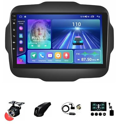 9 Pollici 2 DIN Android 13 Auto Stereo Radio per Jeep Renegade 2016-2020 con Car Play Senza Fili GPS Telecamera Posteriore Comandi al Volante Bluetooth(T3[2+32G])