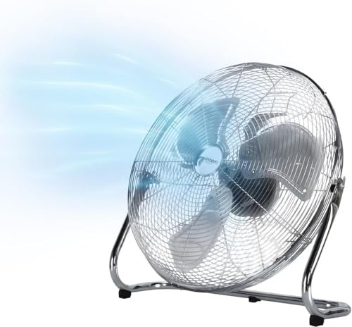Wintem Ventilatore da Terra o da Tavolo Cromato 70W - 3 Velocità Regolabili Ideale per Ogni Esigenza 19x18x34cm - con Pala da 40 cm e Testa Inclinabile