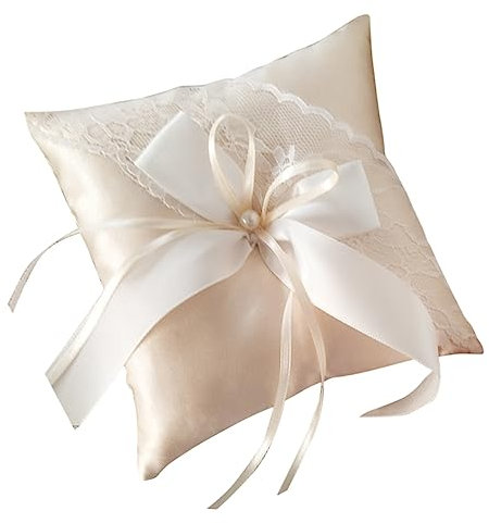 SHOWERORO Ringkissen Für Hochzeiten Mit Perlendeko Und Spitze Hochzeitsdeko Für Ringe