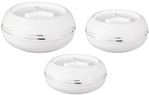 M1SS 3pc Set Casserole Pot Serving Dishes with Lids Set (1200, 1500, 2500 ML) – Hot Pot Food Container Double Wall Insulated Casserole with Locking Lid, Stainless Steel Inner, BPA-Free, 1.2L/1.5L/2.5L
