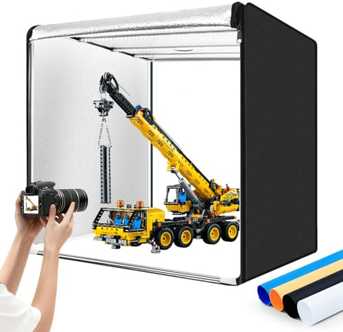 SYSCLOUD Fotostudio-Lichtkasten, 81,3 x 81,3 cm, professionelles dimmbares Schießzelt-Set mit 210 LED-Lichtern und 6 Arten doppelseitigen farbigen Hintergründen für Produktfotografie