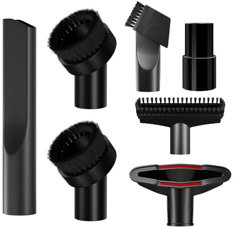 Vacuum Cleaner Accessories, 7 Piece Crevice Brush Vacuum Cleaner, Mini Stair Brush Nozzle Vacuum Attachment Set for 32mm 35mm Universal Vacuum Attachments Black
