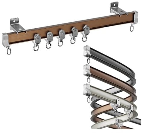 Système de rail de tringle à rideau flexible et pliable pour mur de camping-car, séparateur de pièce d'hôpital/gazebo/chambre/bureau, ensemble de glissières de rail de ri,Rose Gold-Length-1m/3.3ft