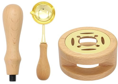 Wachssiegelwärmer Schmelzset,Siegel Wärme Wachs Heiztopf mit Schmelzlöffel Wax Seal Warmer Kits für Hochzeit Wachs Umschlag Siegel Stempel