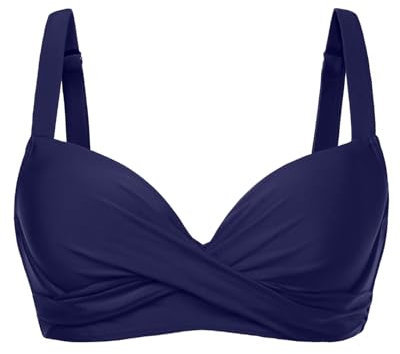 Women Underwire Bikini Top - Push Up Swim Top Only Bra Padded Swimsuit Tops 2025 Bathing Suit Tops, Navy Blue, Large