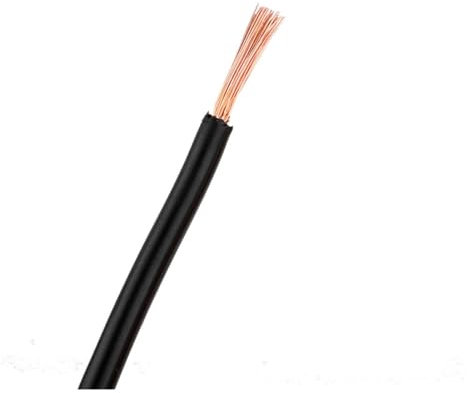 Cables, Soft Sheath Battery Connect Ground Wire 6mm2 10mm2 16mm2 25mm2 35mm2 Square Pure Copper Inner Core Electrical Wire(Black 1 Meters,6mm2)