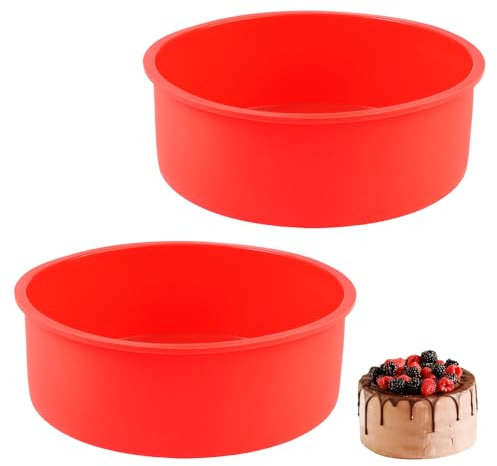 Zyren Lot de 2 moules à gâteau, ronds, en silicone, 15 cm, pour Airfryer, pour gâteaux au fromage, gâteaux arc-en-ciel, sans BPA, non adhésif et facile à détacher