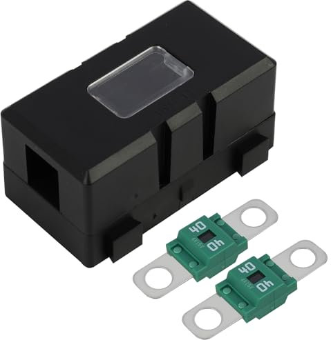 40A Porte-fusible ANS pour Véhicules avec 2 Fusibles Midi à Vis, Porte Fusible Voiture, Protection à Courant pour Autos, Camions, Engins de Chantier, Machines Agricoles, Bus et Caravanes (40A)