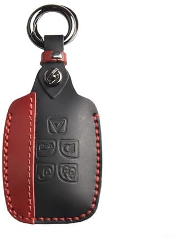 Schlüsselanhänger aus Leder für Jaguar XE XF XJ F Pace F Type passgenau mit genauer Tastenposition (Schwarz)