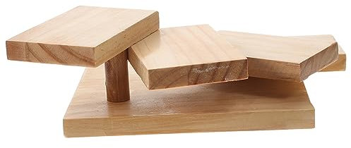 Ipetboom Plato de sushi giratorio de madera maciza. Lámina sashimi para servir bandeja platos de sushi Escaleras tablero girando para sushi bandeja de servicio de sushi de estilo japonés