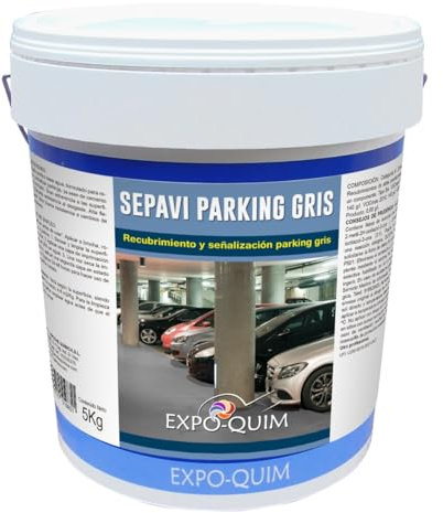 EXPOQUIM Pintura para SUELO de GARAJE, aparcamiento y parkings ANTIDESLIZANTE y RESISTENTE a la ABRASIÓN — Sellador de superficies RESISTENTE al AGUA con acabado PROFESIONAL (GRIS, 5 KG)