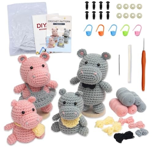 Häkelset für Anfänger, Amigurumi Starterset, Häkelset Tiere DIY Häkeln Set | Häkel Häkelset mit Garn & Zubehör, Video, Anleitung, Strick-Set für Häkelliebhaber, DIY-Fans & Einsteiger, Tolles Geschenk