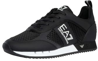 EA7 Men's Athletic Logo Mesh Trainers, Black/White, 6 UK