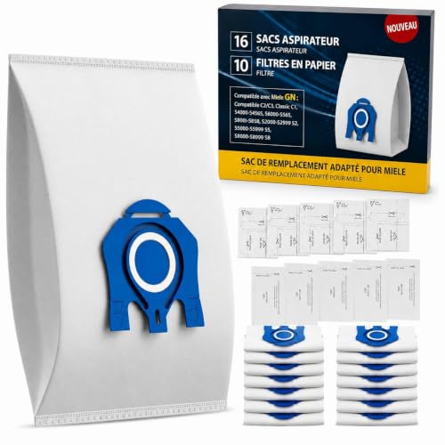 16x Staubsaugerbeutel für Miele Staubsauger kompatibel mit Miele GN Serie S8340 S2 S4 S5 S6 S8, Complete C2 C3 Classic C1 Ersatz für 9917730 12281680 inkl. 5 Motorfilter & 5 Abluftfilter