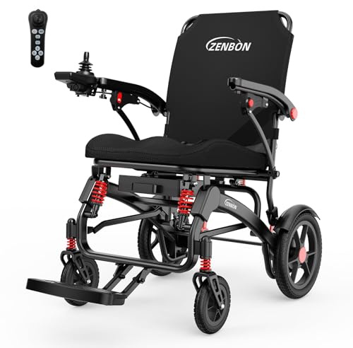 Rollstuhl Elektrisch Faltbar Leicht 19kg: 25KM Elektrischer Rollstuhl mit Fernbedienung und Hinterer Schiebehilfeknopf - Elektrische Rollstühle Elektrorollstuhl für Senioren bis 150KG (Schwarz)