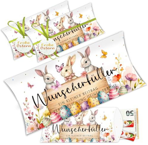 Ostergeschenke Erwachsene Kinder, Wunscherfüller Geldgeschenk Ostern Verpackung, 8 Stück groß Geldgeschenke Kissenschachteln Geschenkbox Befüllen, Geschenkverpackung Kleine Ostergeschenke