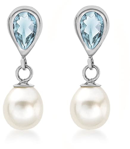 Carissima Gold Damen 9k (375) Weißgold Perle 6 mm x 18 mm Teardrop Ohrringe