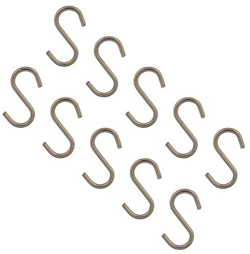 Gedotec Universal S-Haken Metall Kleiderhaken für Küchen-Utensilien - Tücher - Kleidung | Metall-Haken für Kleider-Schrank | Edelstahl-Optik | für 16 mm Rohr-Ø | 10 Stück - Aufhängung für Relingstange