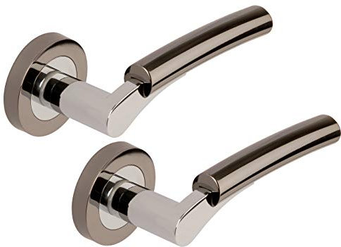 Excel DH3575 Ultimo Passage Door Handles on Round Rose, Black Nickel/Polished Chrome